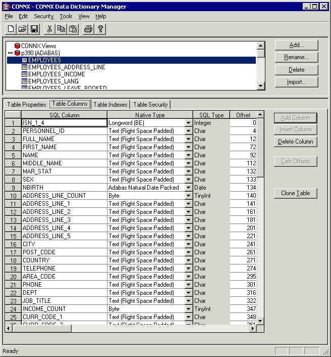 How CONNX handles Adabas Periodic Groups and Multi-Value Fields