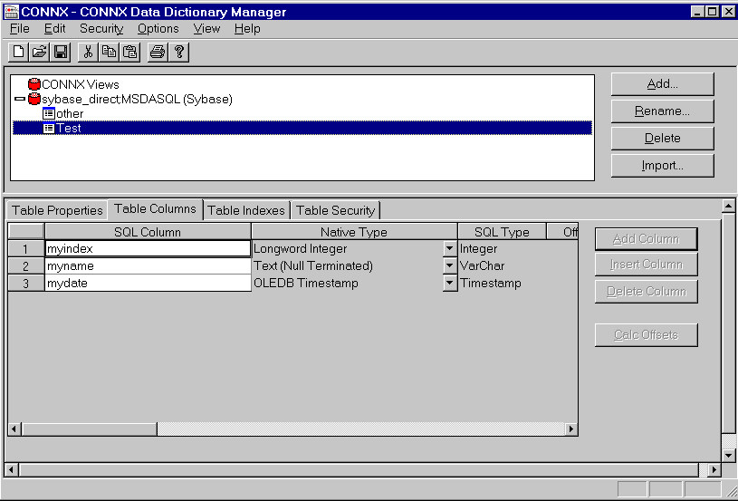 To import tables from a Sybase ODBC-compliant data source